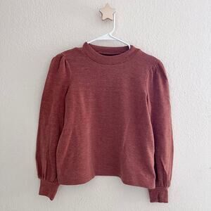 Madewell Rust Long Puff Sleeve Mock Neck Pullover Sweatshirt Size XS